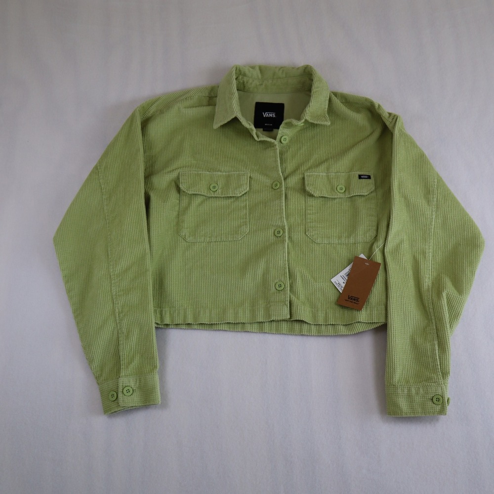 Vans Corduroy Jacket Women's Medium Lime Green Cropped Button Up NWT Y2K Shacked